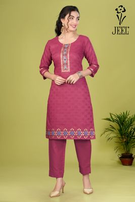 JEEL Kurti &amp; Pant Set - Magenta