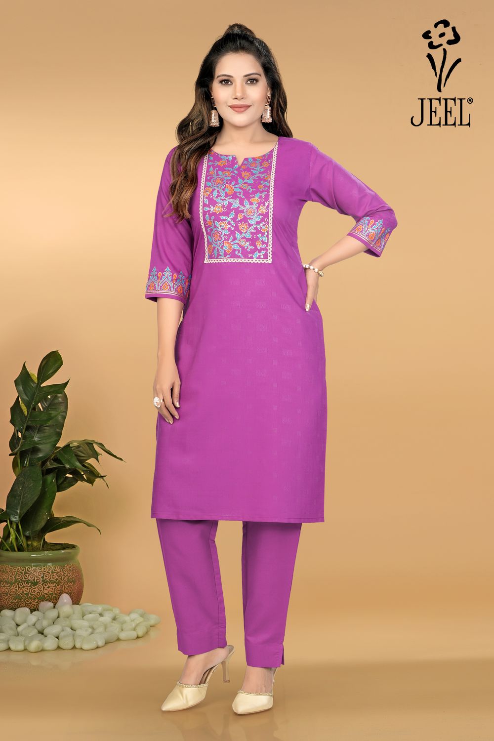 JEEL Kurti &amp; Pant Set - Lavender