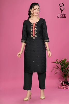 JEEL Kurti &amp; Pant Set - Black