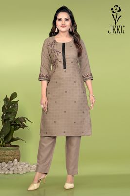 JEEL Kurti &amp; Pant Set - Brown