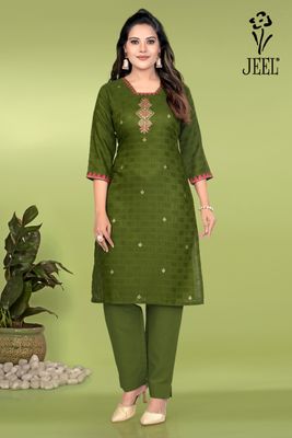 JEEL Kurti &amp; Pant Set - Mehendi Green