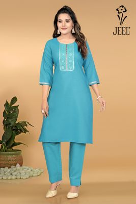 JEEL Kurti &amp; Pant Set - Sky Blue