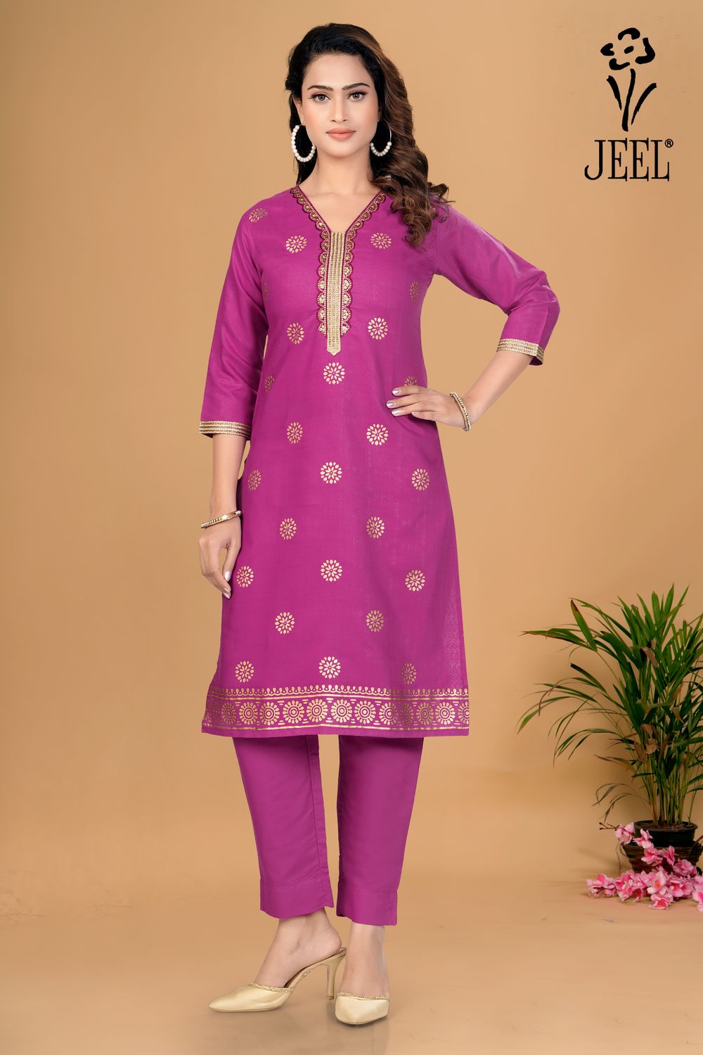 JEEL Kurti &amp; Pant Set - Lavender