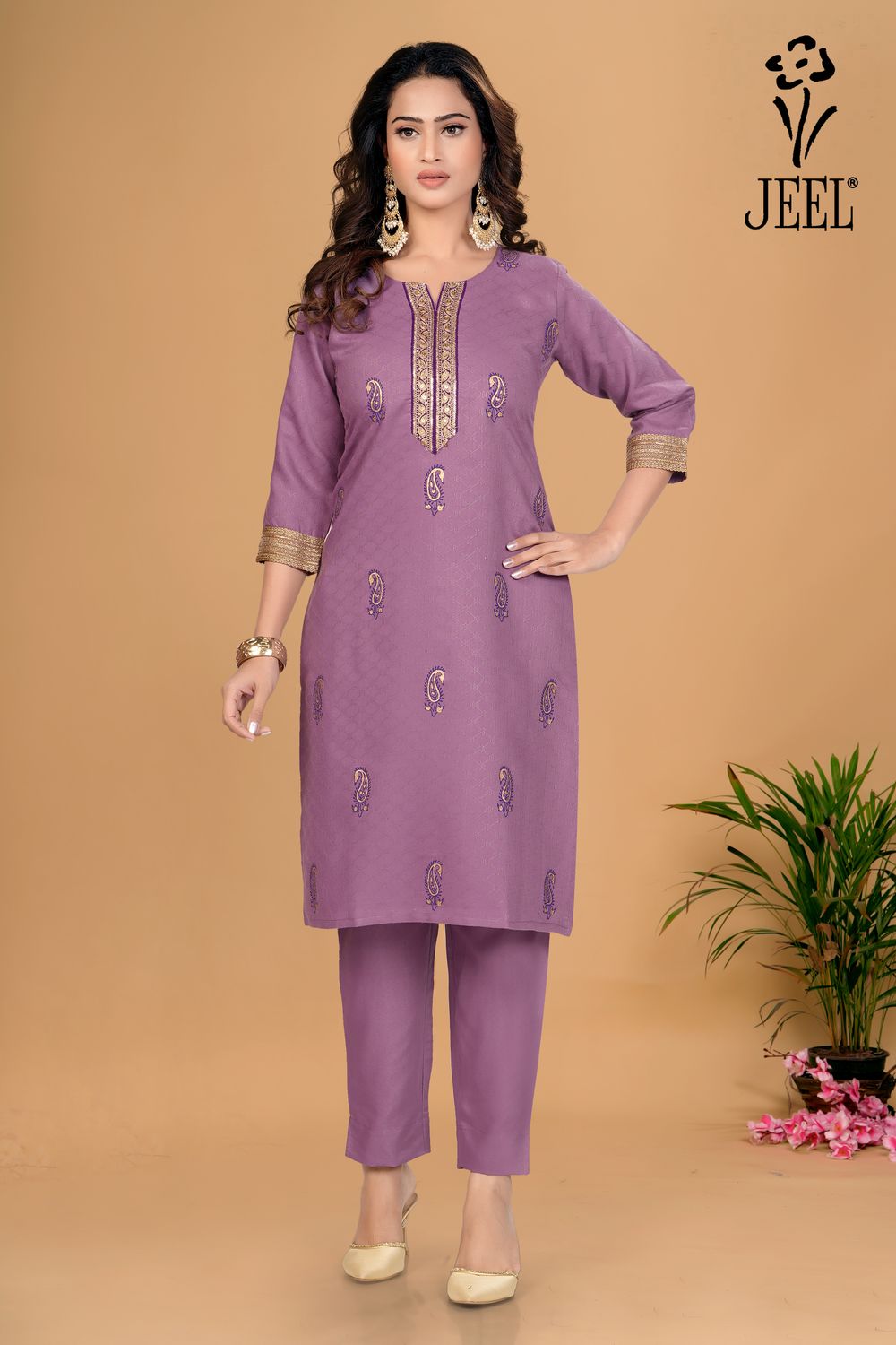 JEEL Kurti &amp; Pant Set - Lilac