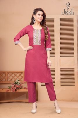JEEL Kurti &amp; Pant Set - Magenta