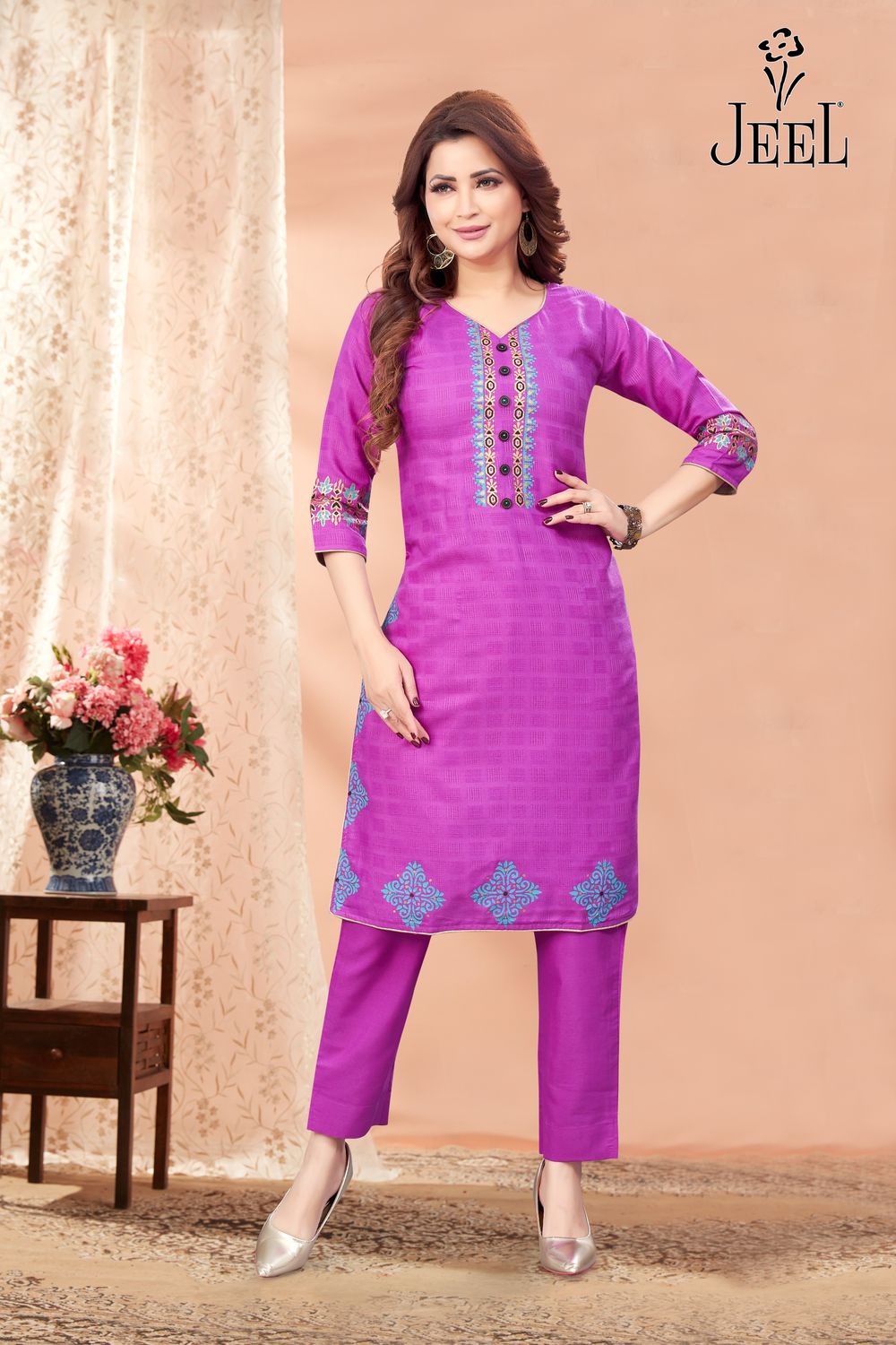 JEEL Kurti &amp; Pant Set - Lavender