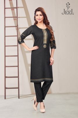 JEEL Kurti &amp; Pant Set - Black