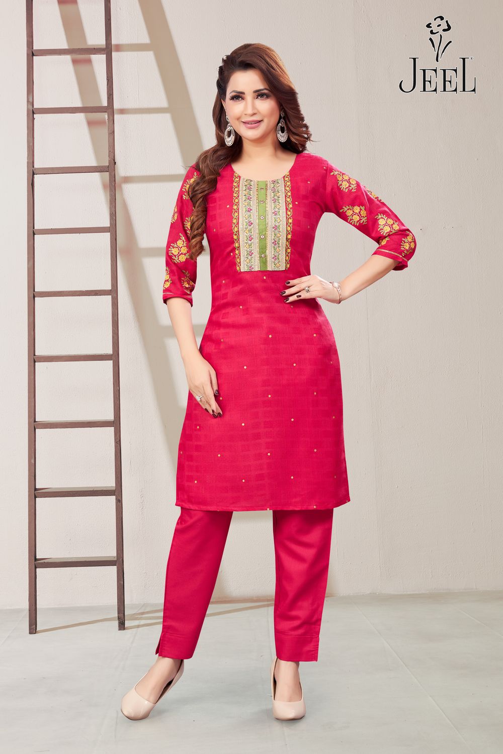 JEEL Kurti &amp; Pant Set - Sky Blue