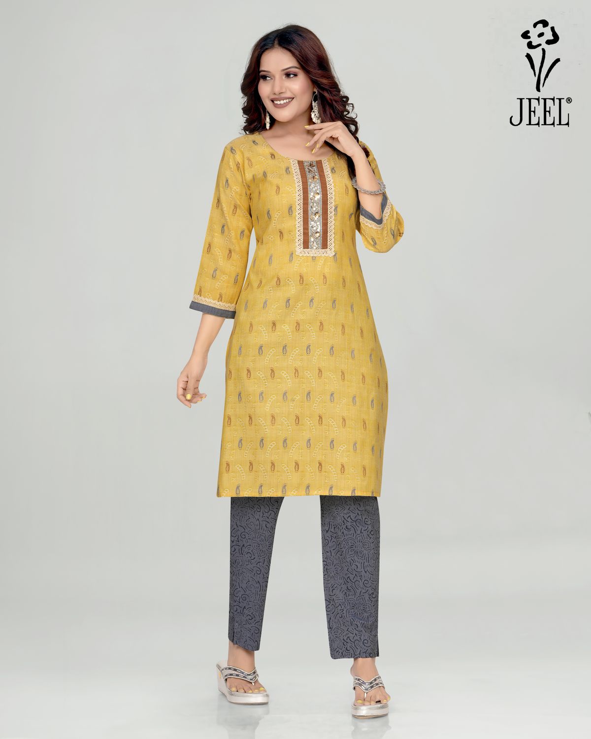 JEEL Kurti & Pant Set - Yellow JEEL Kurti & Pant Set - Yellow