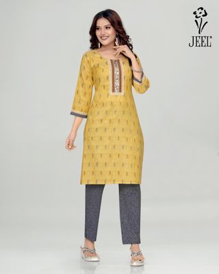 JEEL Kurti &amp; Pant Set - Yellow