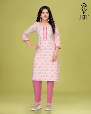 JEEL Kurti &amp; Pant Set - Pink
