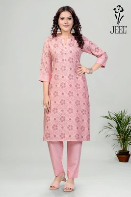 JEEL Kurti &amp; Pant Set - Light Pink