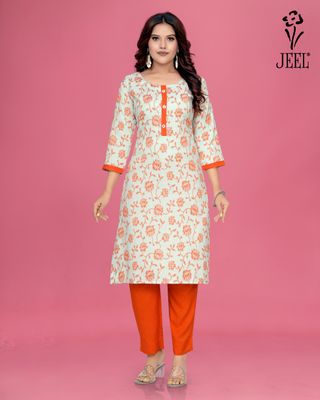 JEEL Kurti &amp; Pant Set - Orange