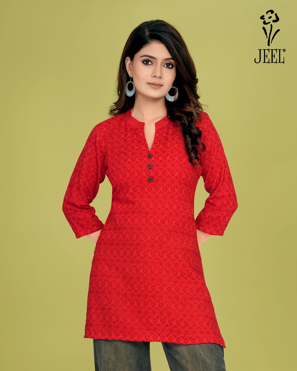 JEEL Short Kurti - Red