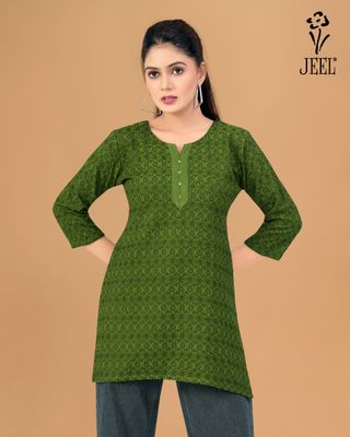 JEEL Short Kurti - Mehendi Green