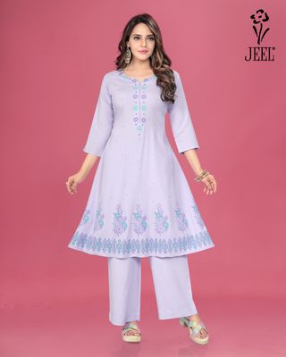 JEEL Kurti &amp; Plazo Set - Lilac
