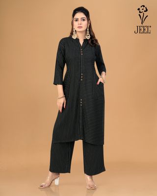 JEEL Kurti &amp; Plazo Set - Black