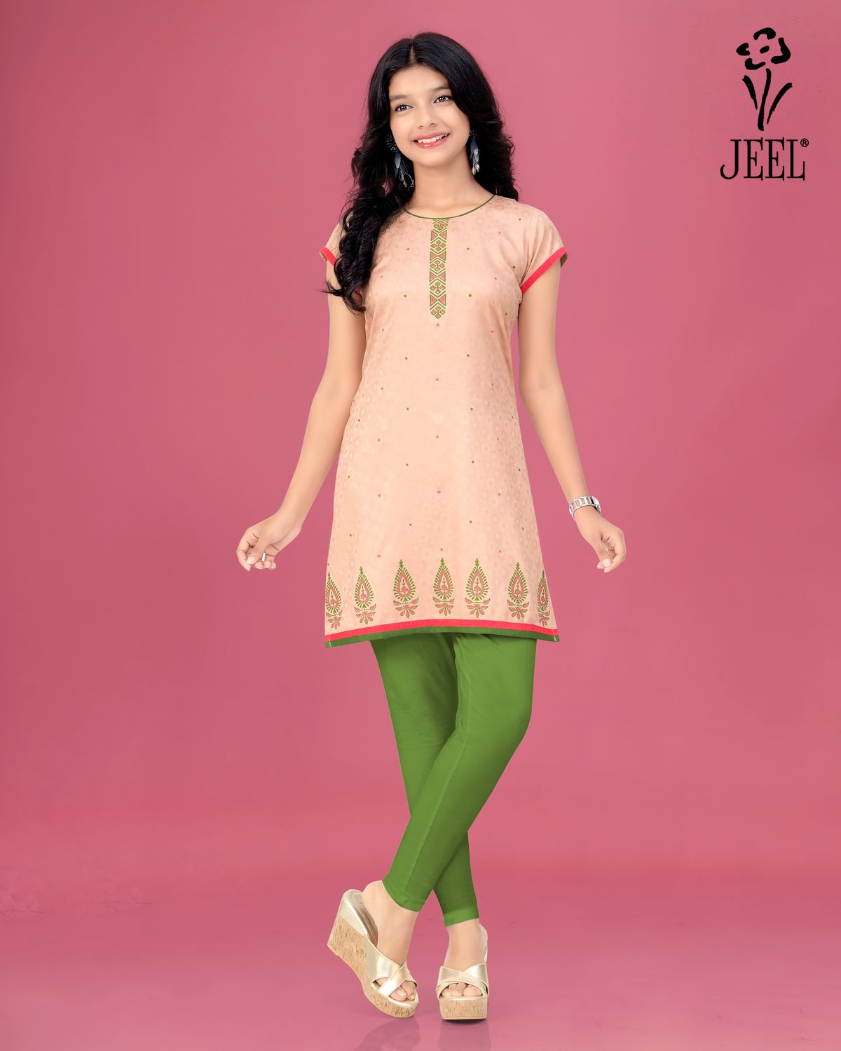 JEEL Children Kurti - Coral Peach