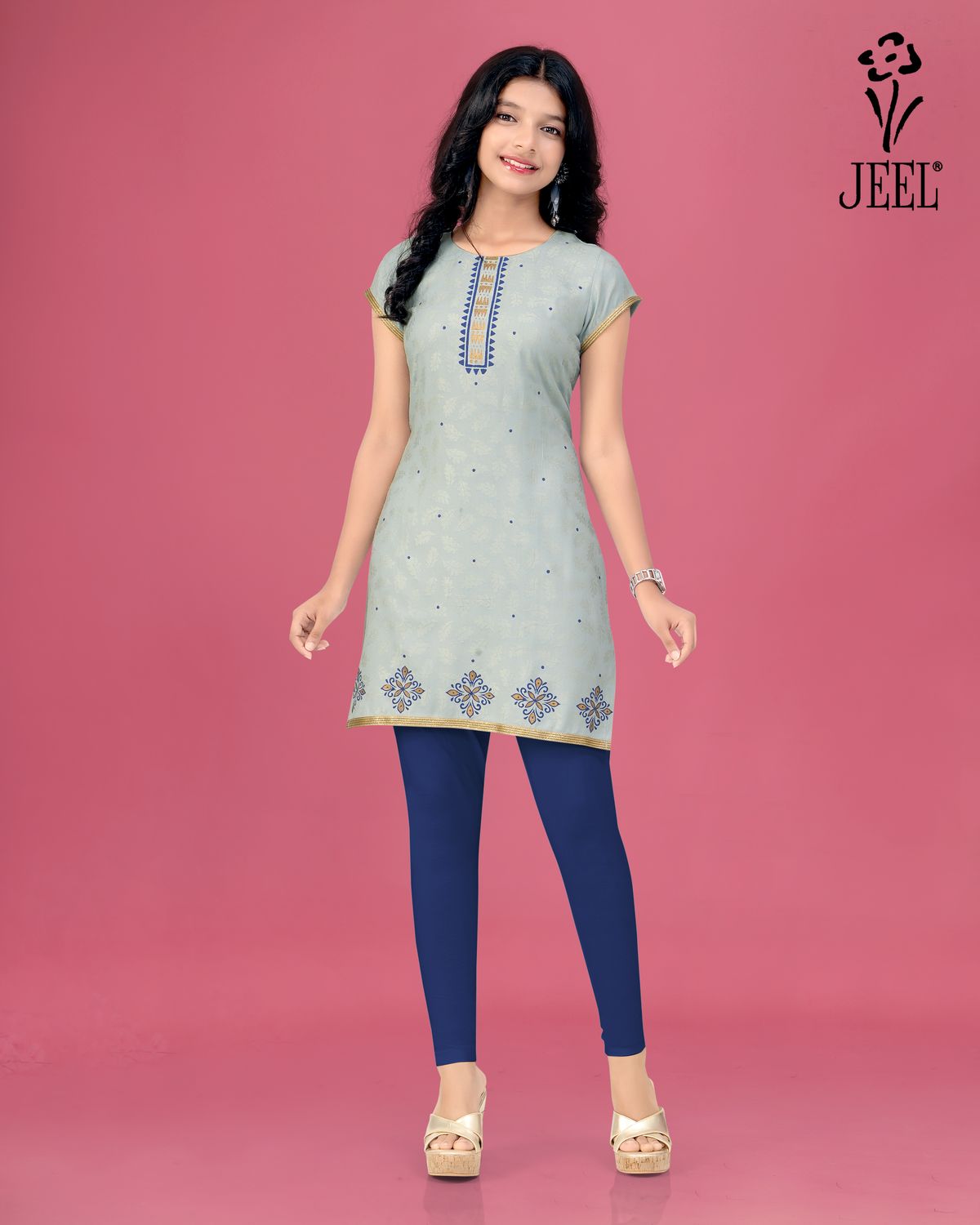 JEEL Children Kurti - Steel Grey