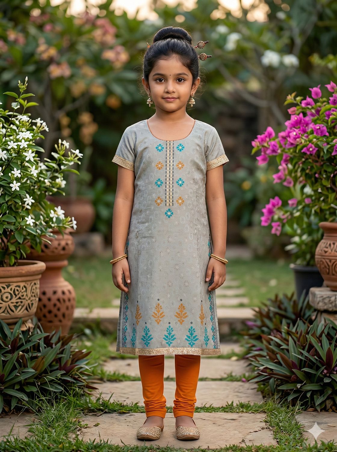 JEEL Children Kurti - Light Grey