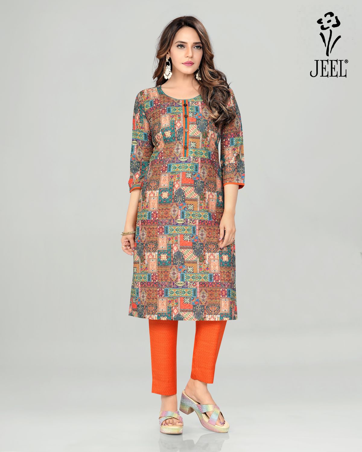 JEEL Kurti &amp; Pant Set - Chikan
