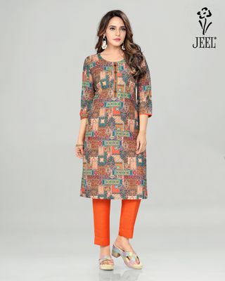 JEEL Kurti &amp; Pant Set - Chikan