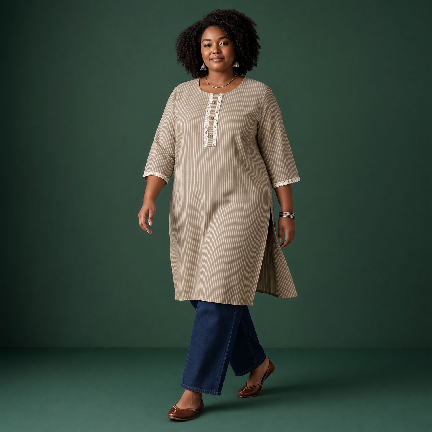 JEEL Casual Kurti - Khaki