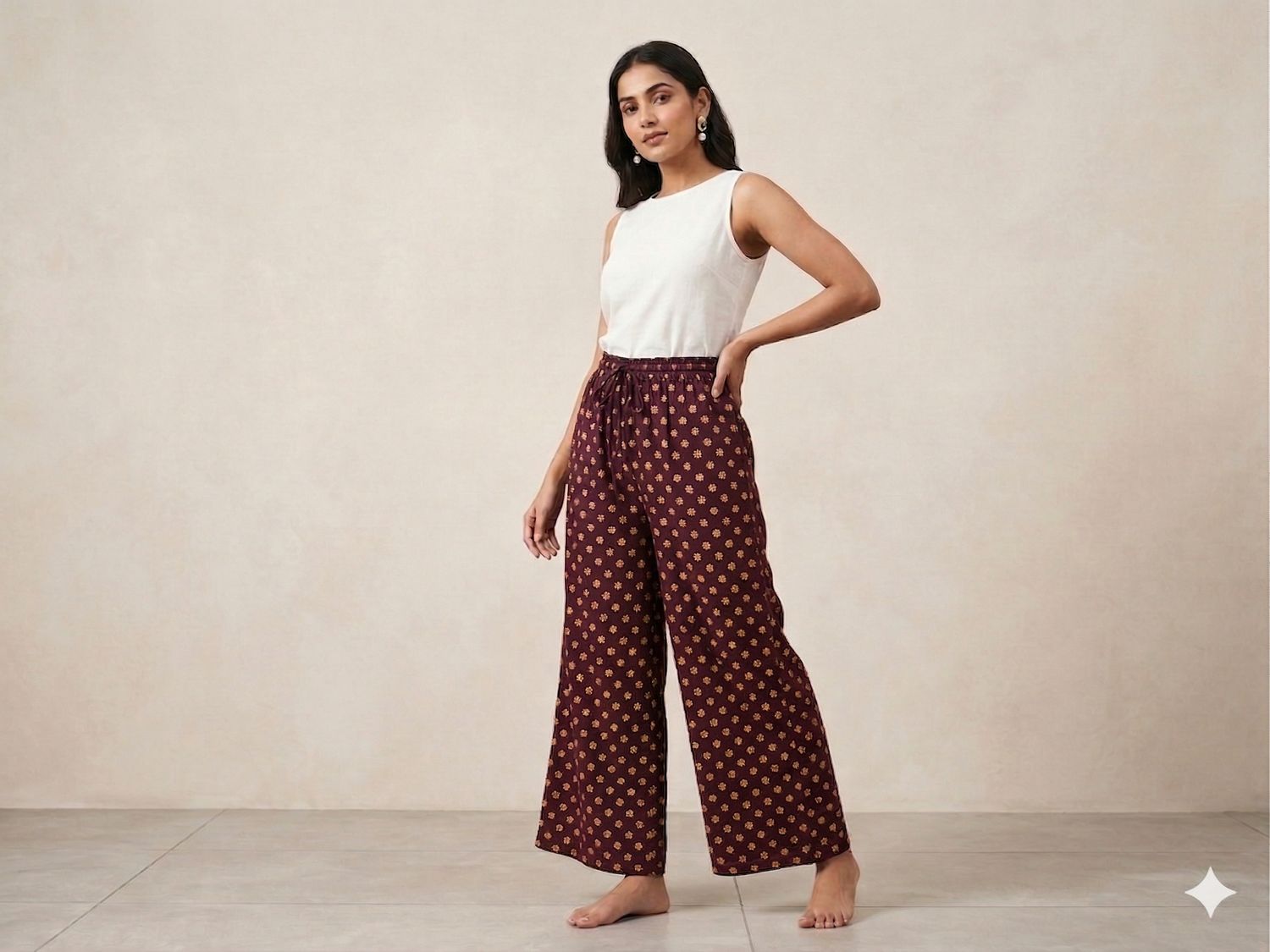 JEEL Plazo with Pockets - Burgundy