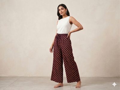 JEEL Plazo with Pockets - Burgundy