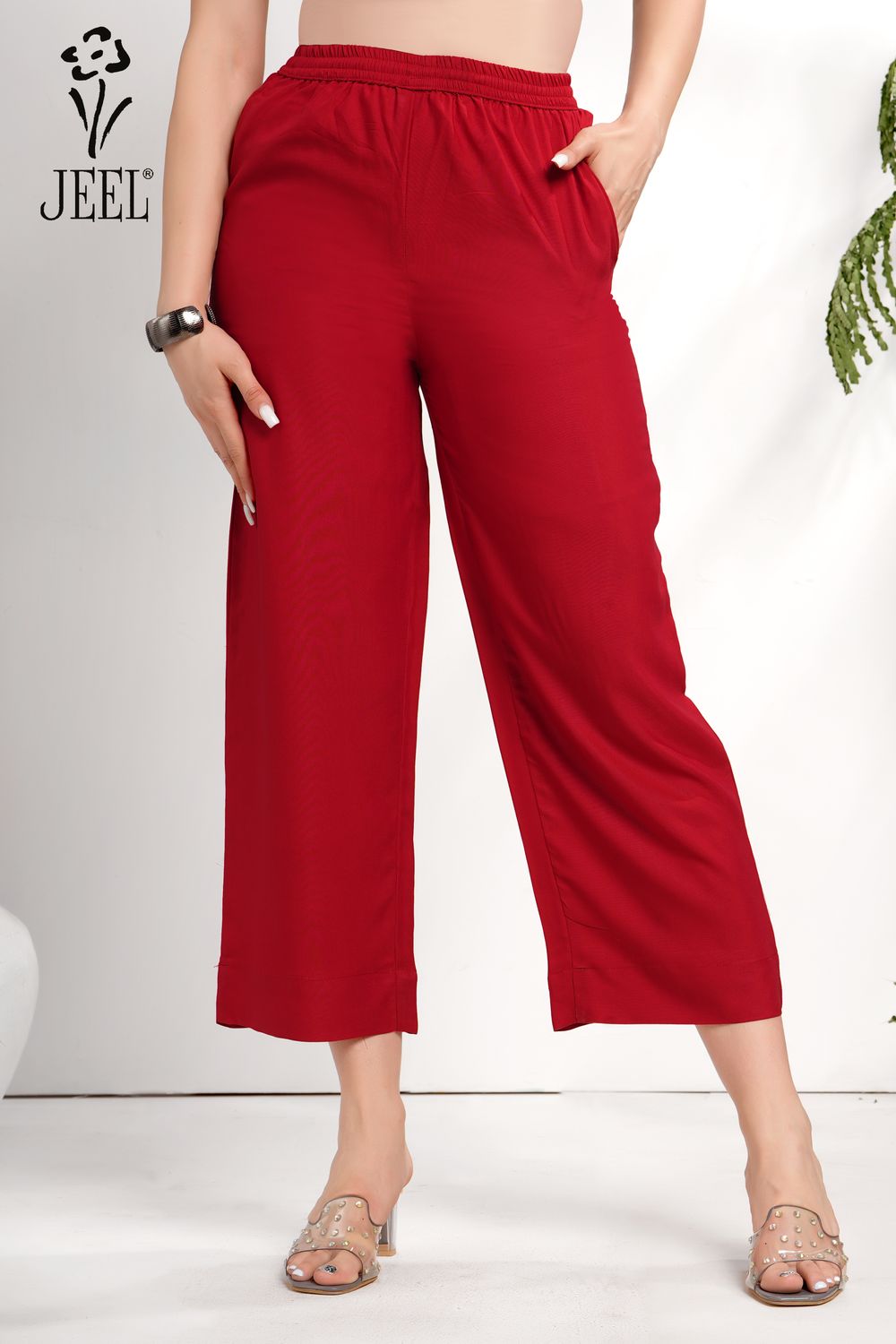 JEEL Plazo with Pockets - Red