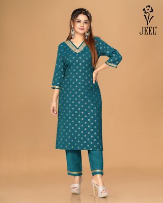 JEEL Kurti &amp; Pant Set - Turquoise
