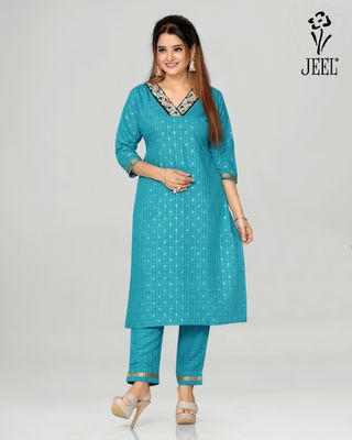 JEEL Kurti &amp; Pant Set - Sky Blue