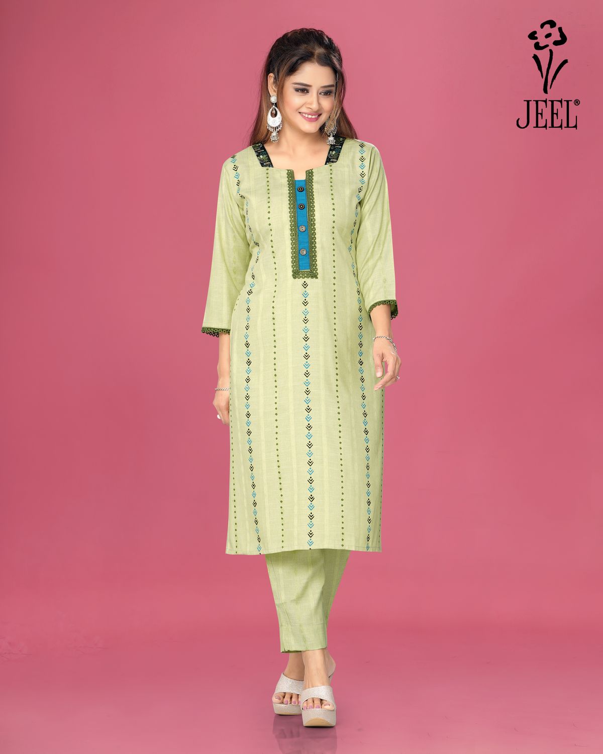 JEEL Kurti &amp; Pant Set - Mint Green