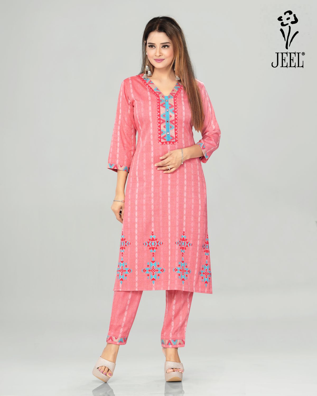 JEEL Kurti &amp; Pant Set - Pink
