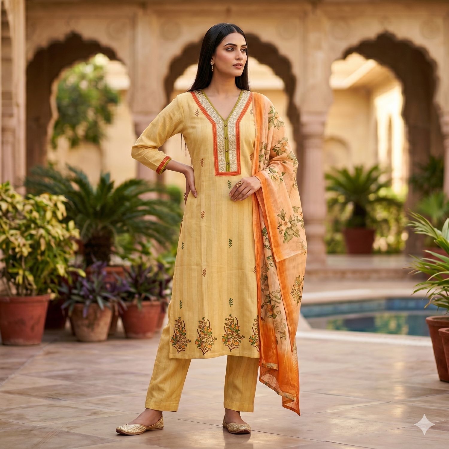 JEEL Punjabi Suit Pant - Yellow