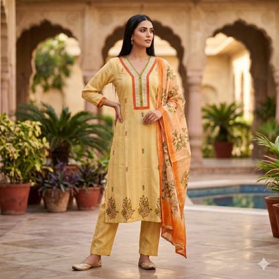 JEEL Punjabi Suit Pant - Yellow
