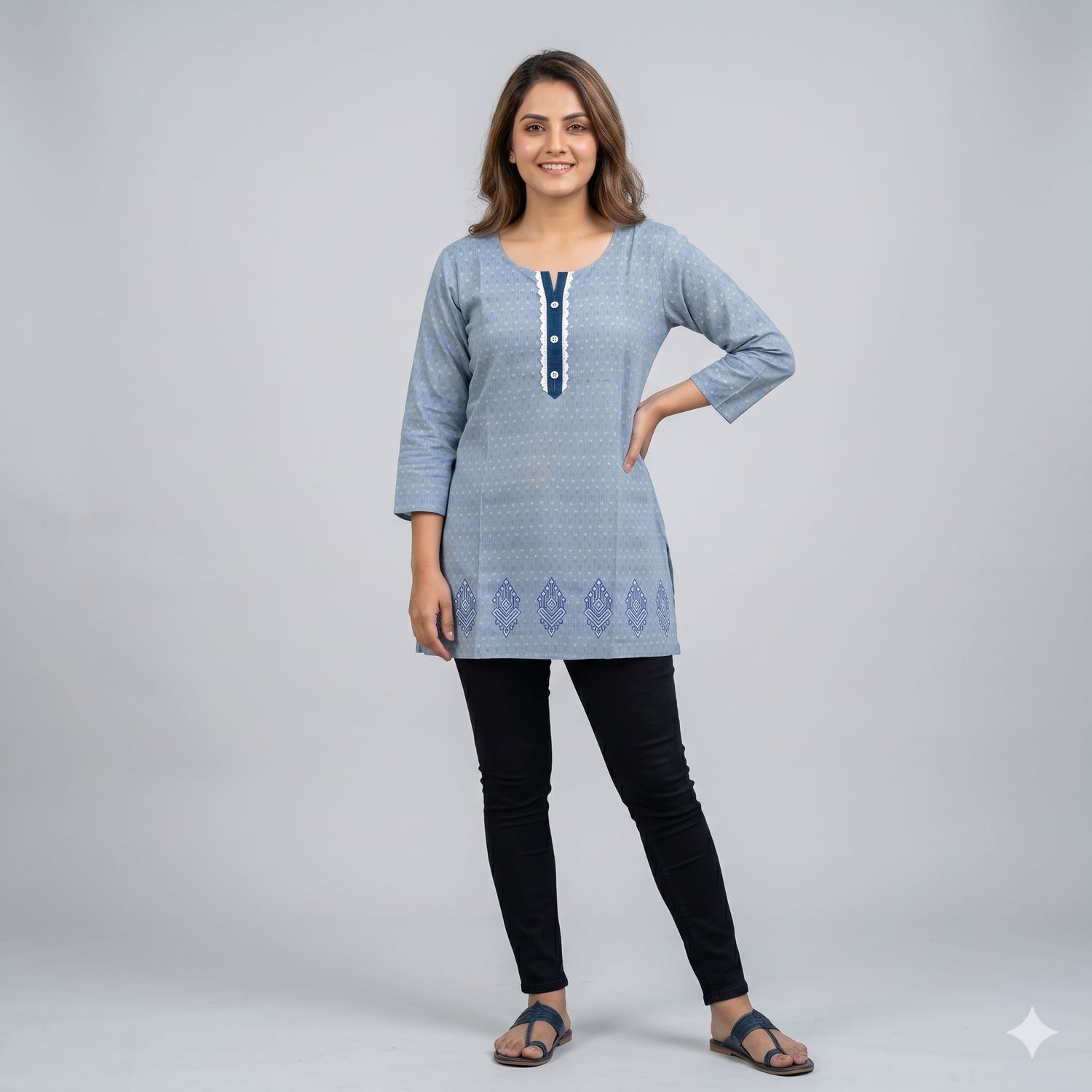 JEEL Short Kurti - Ice Blue
