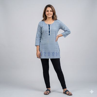 JEEL Short Kurti - Ice Blue