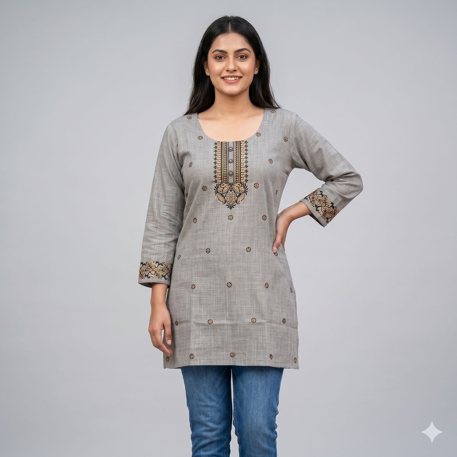 JEEL Short Kurti - Ash Grey