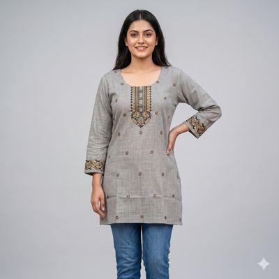 JEEL Short Kurti - Ash Grey