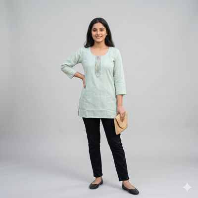 JEEL Short Kurti - Baby Blue