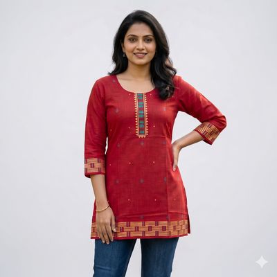 JEEL Short Kurti - Hot Red