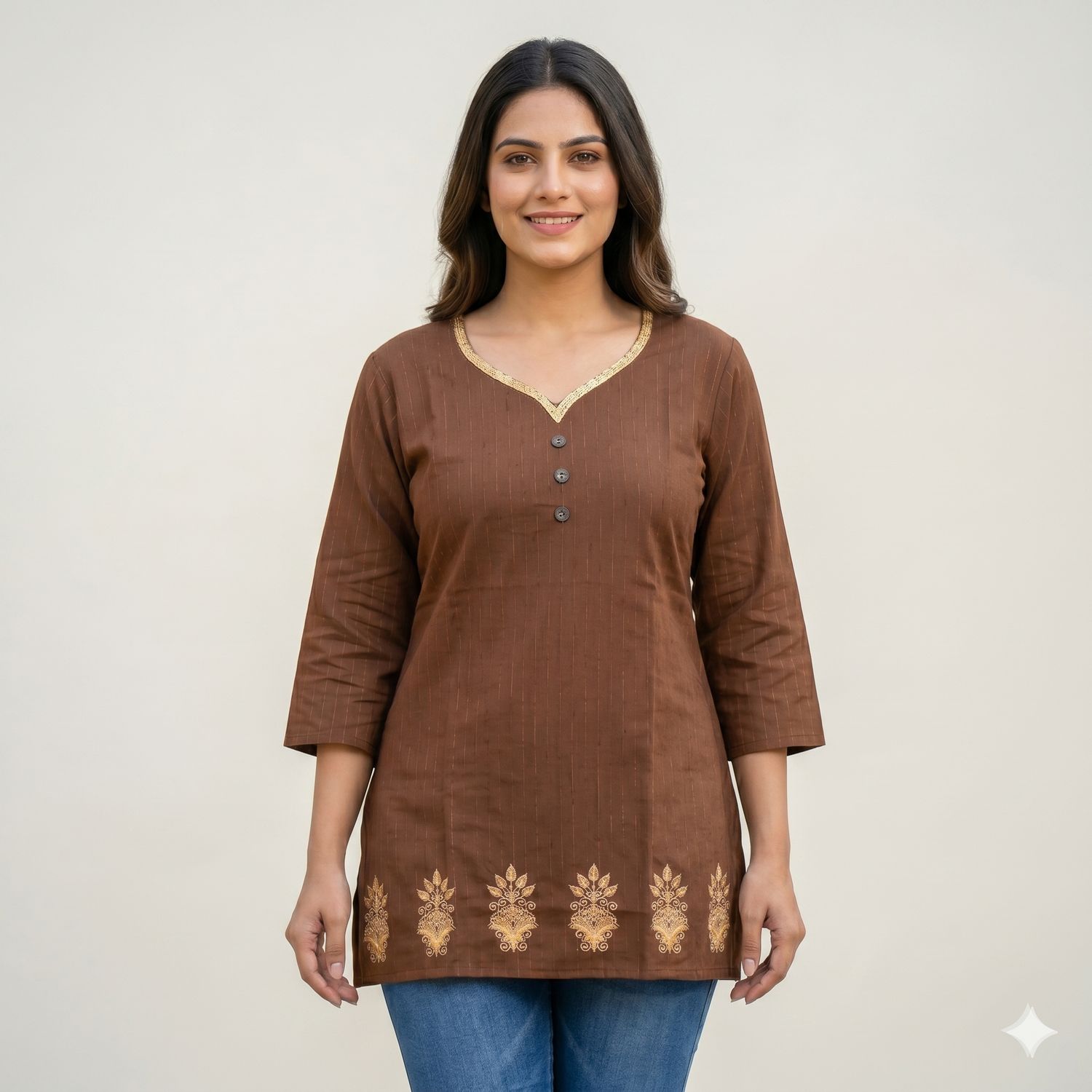 JEEL Short Kurti - Wood Brown