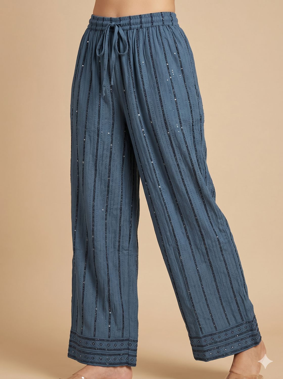 JEEL Chikan Palazzo - Dark Grey