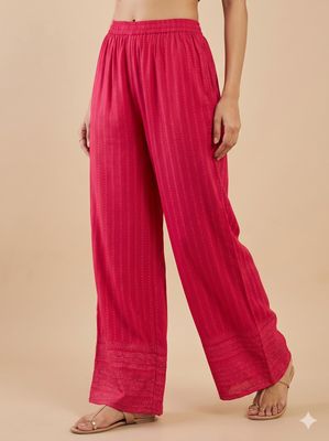 JEEL Chikan Palazzo - Pink
