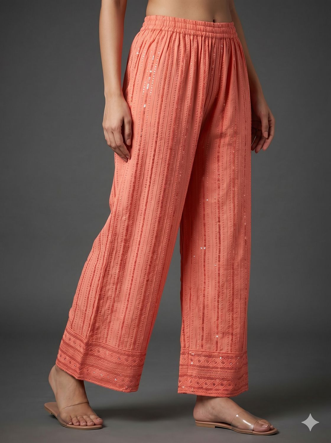 JEEL Chikan Palazzo - Peach