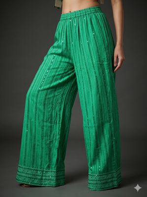 JEEL Chikan Palazzo - Lime green