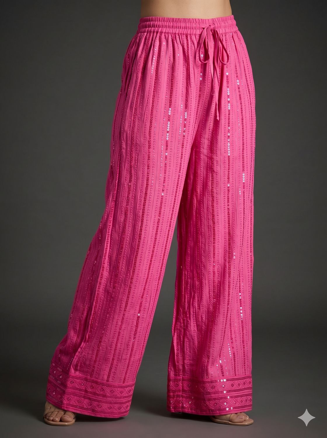JEEL Chikan Palazzo - Baby Pink