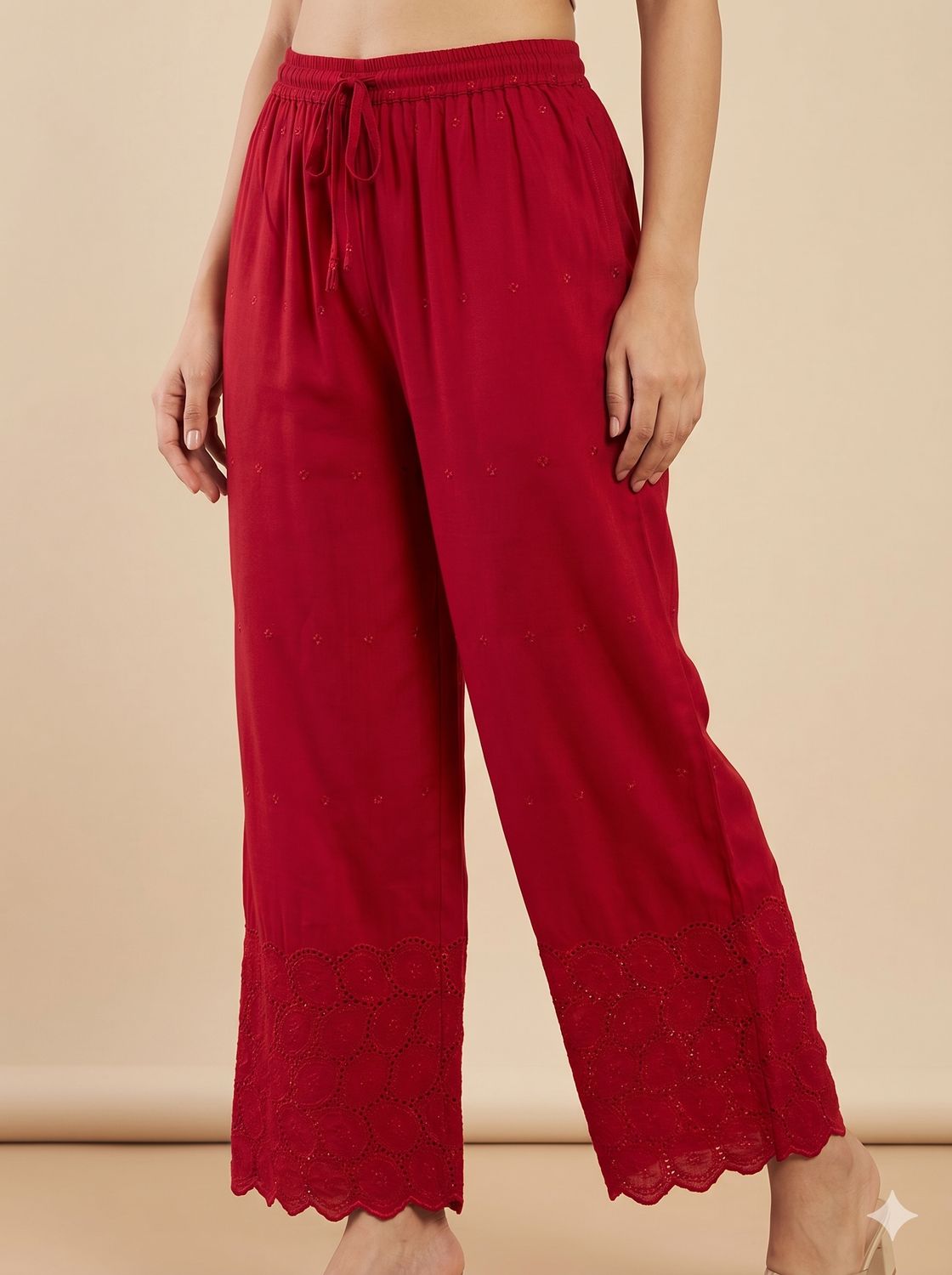 JEEL Chikan Palazzo - Maroon