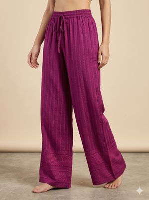 JEEL Chikan Palazzo - Wine Purple
